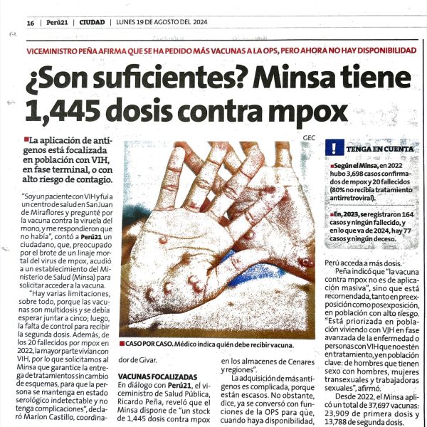 Perú 21: ¿Son suficientes? Minsa tiene 1,445 dosis…